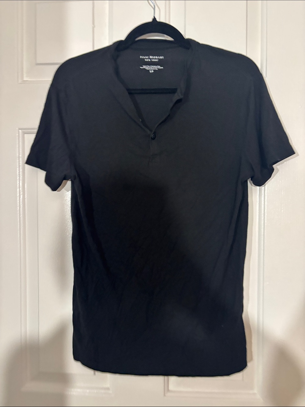 Isaac Mizrahi Black Short-Sleeve Polo Henley
